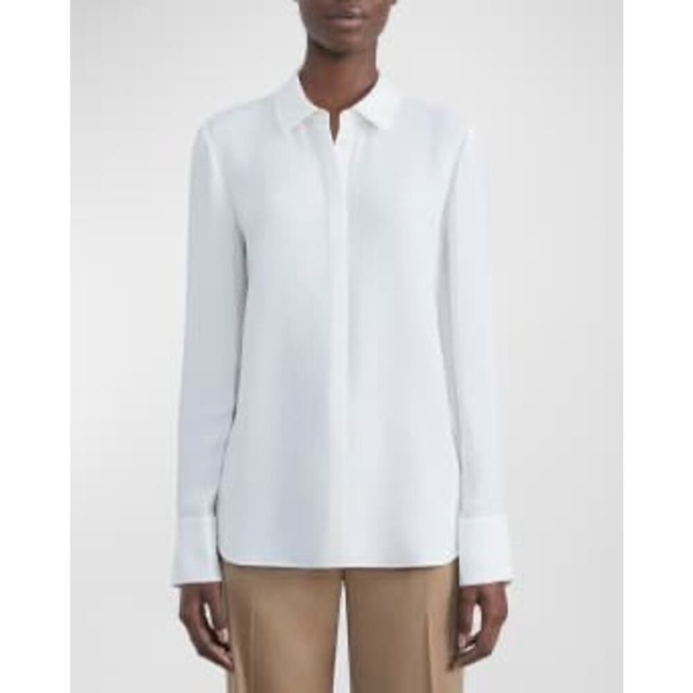 Lafayette 148 New York Scottie Bluebell Silk Blouse Size Small NWOT Minimalist - Picture 4 of 10